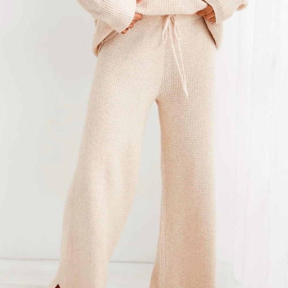Aerie Cream Knit Waffle Cozy pants Sz XS